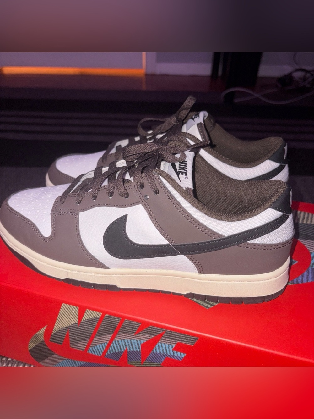Nike Men’s Low-Top Sneakers in White, Brown, and Black